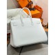 Hermes Birkin 35 Retourne Handmade Bag In White Clemence Leather