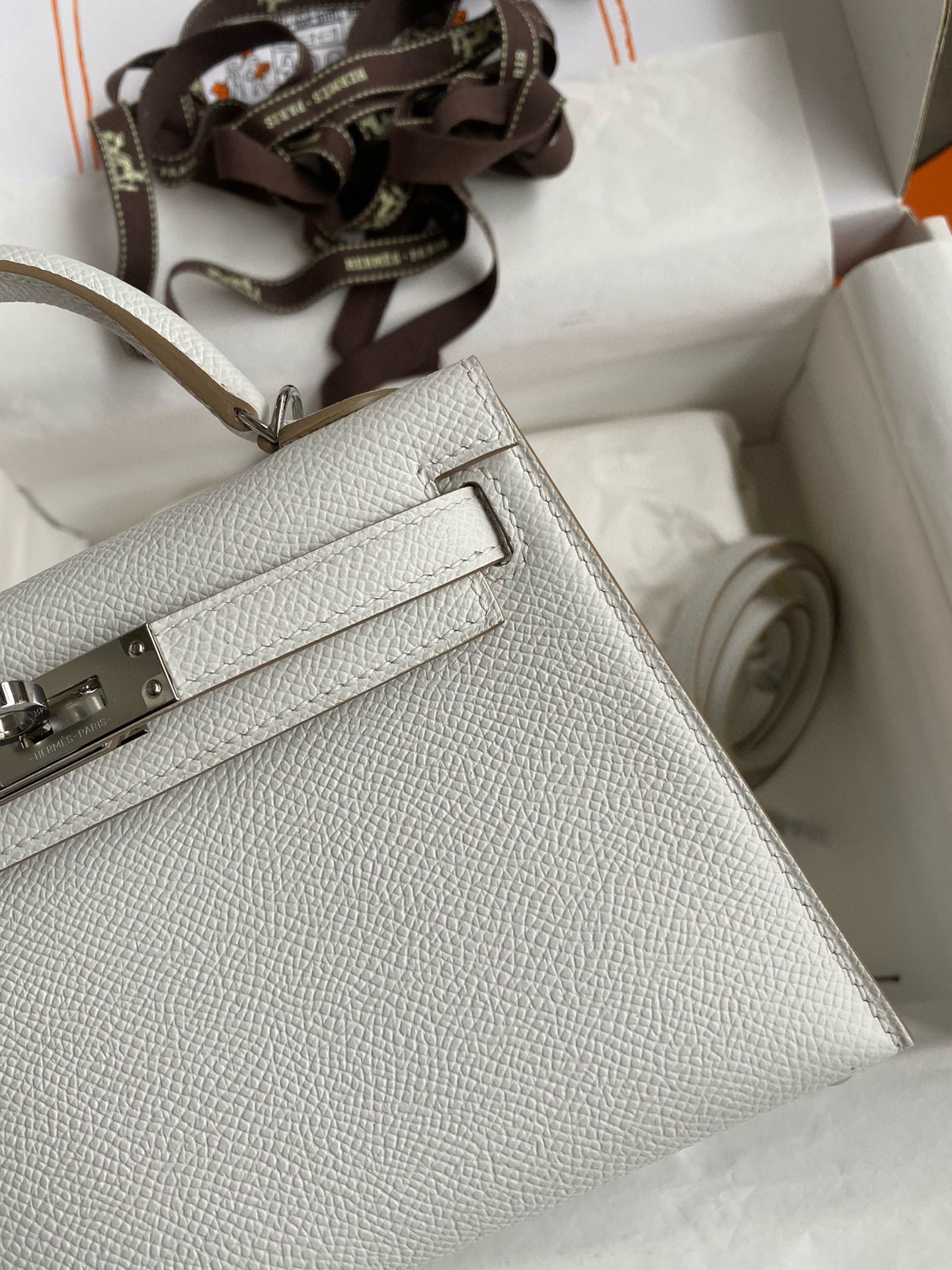 Hermes Kelly Mini II Sellier Handmade Bag In Gris Pale Epsom Calfskin