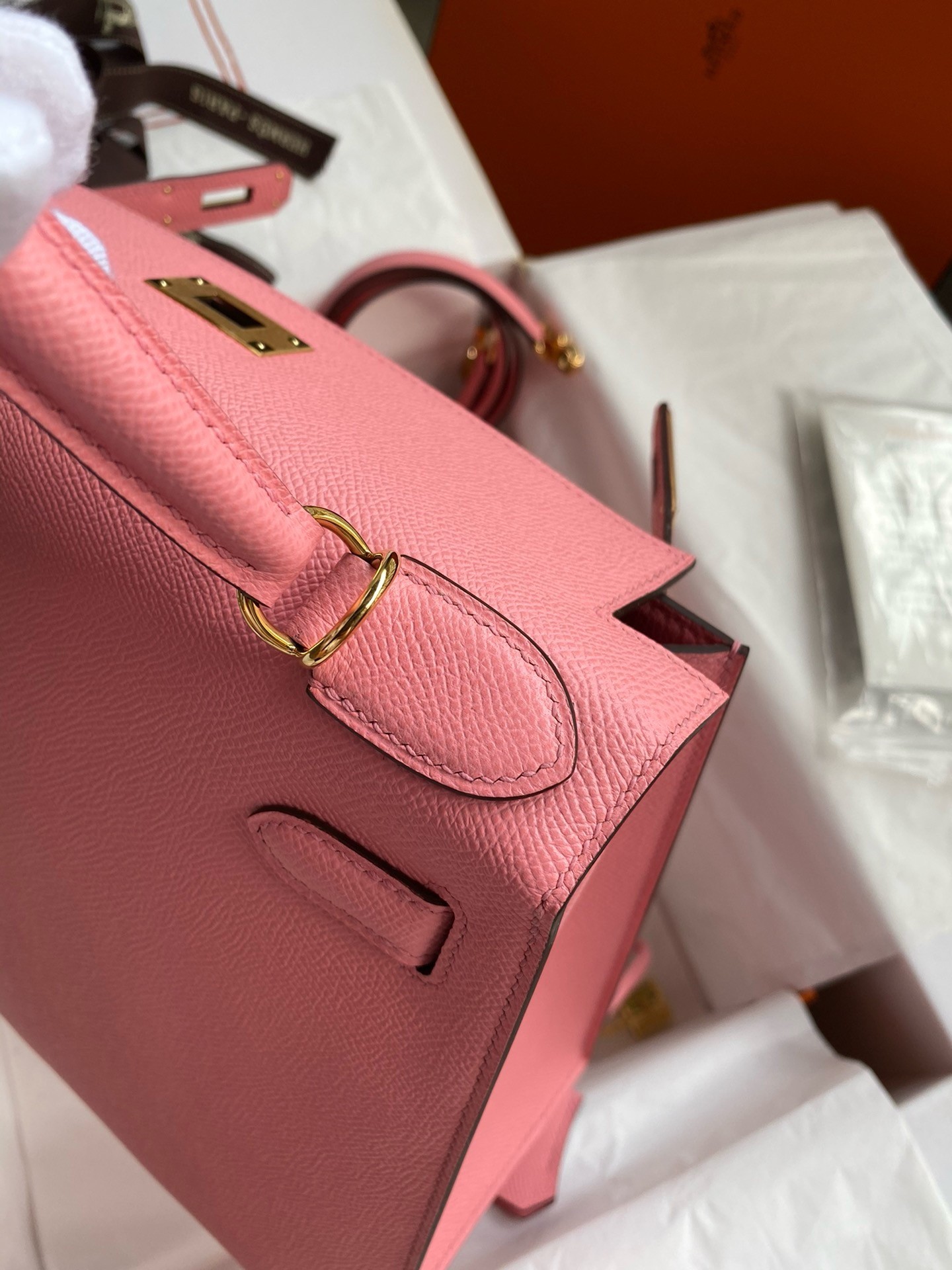 Hermes Kelly Sellier 32 Handmade Bag In Rose Confetti Epsom Calfskin