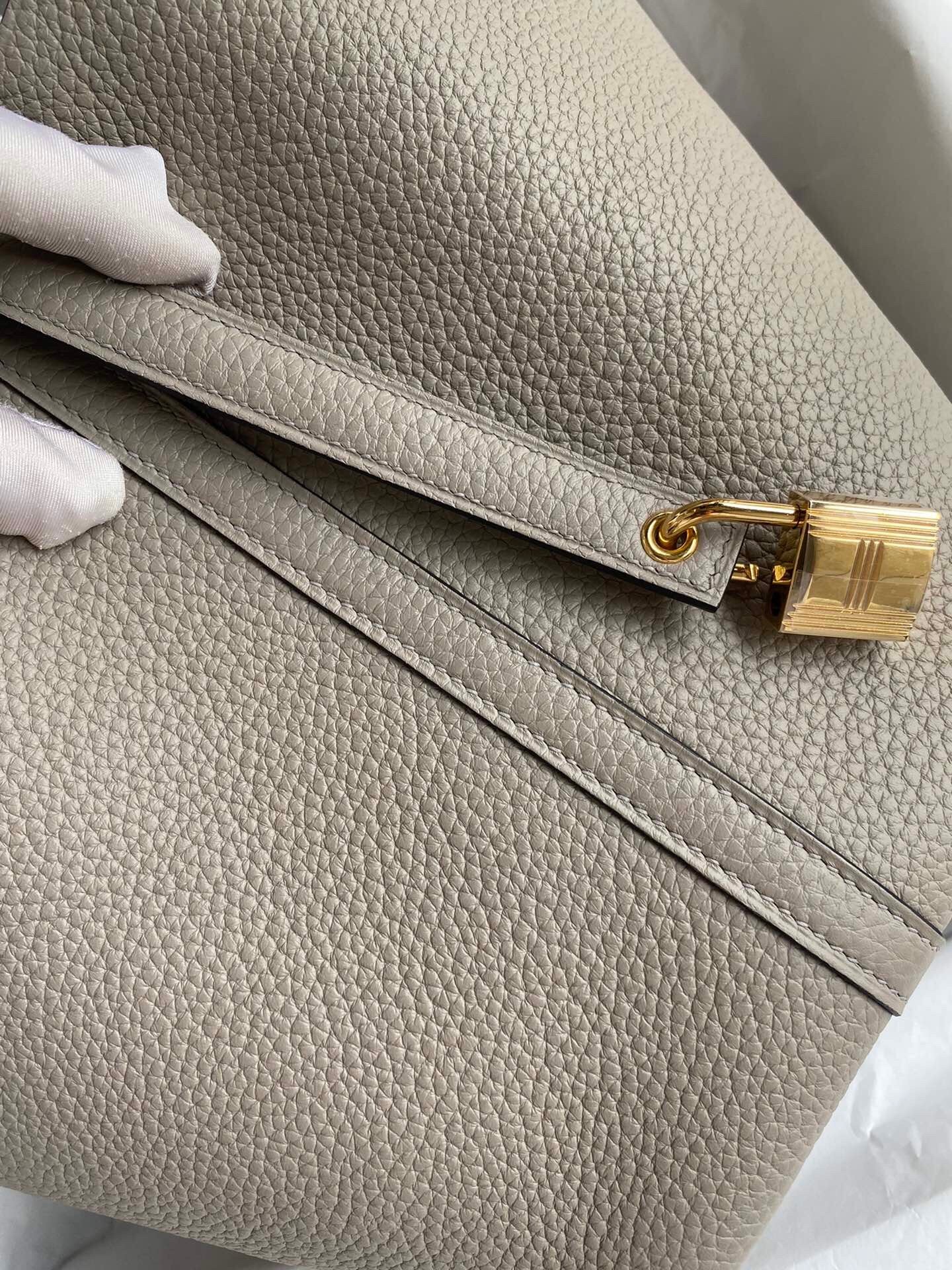 Hermes Picotin Lock 22 Handmade Bag in Gris Asphalt Clemence Leather