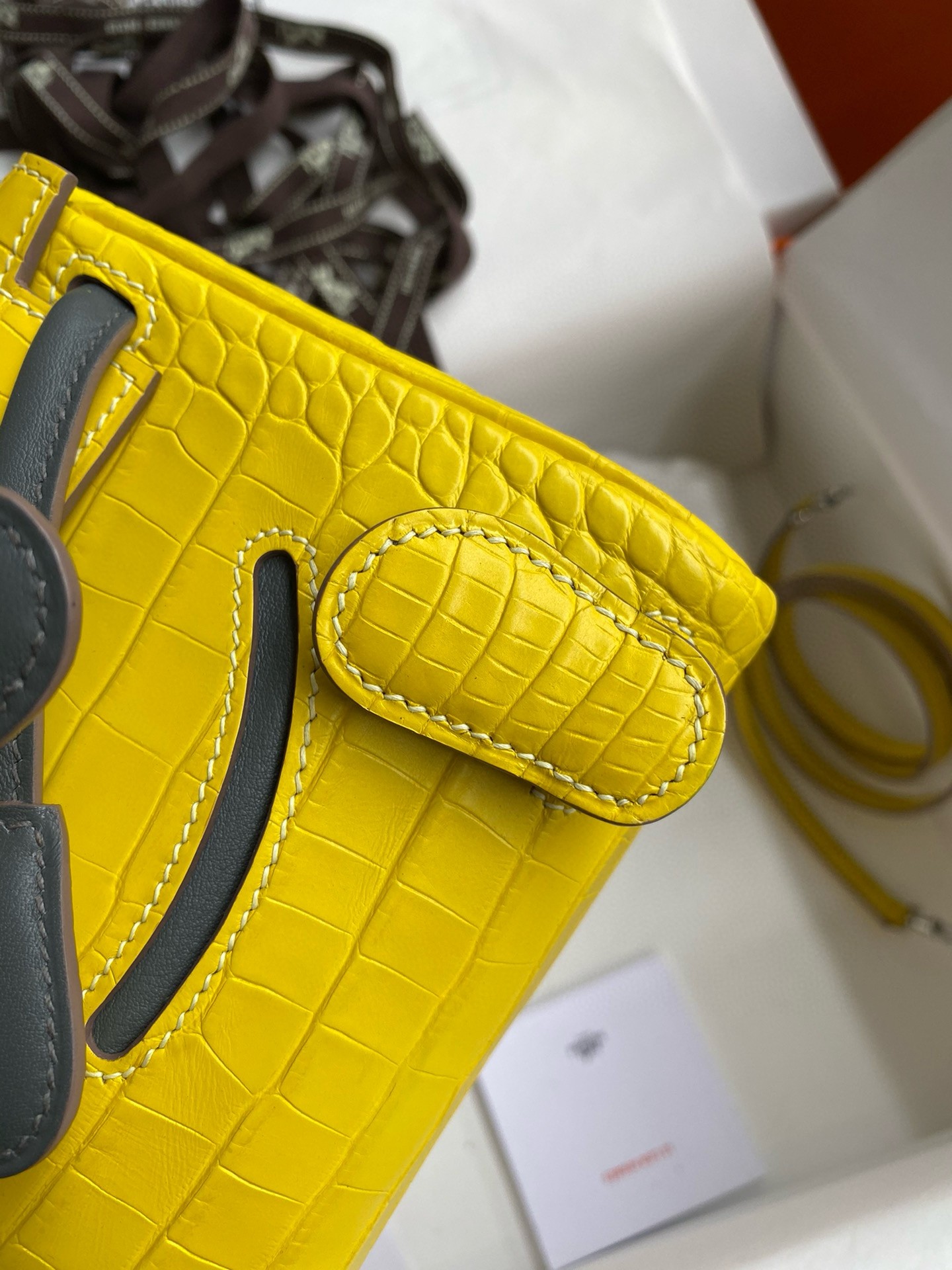 Hermes Kelly Doll Bag in Jaune Ambre Matte Alligator Leather