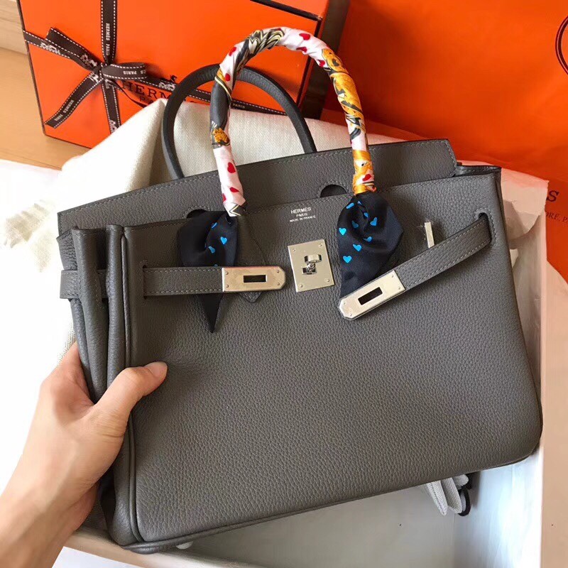 Hermes Ardoise Birkin 30cm Clemence Handmade Bag