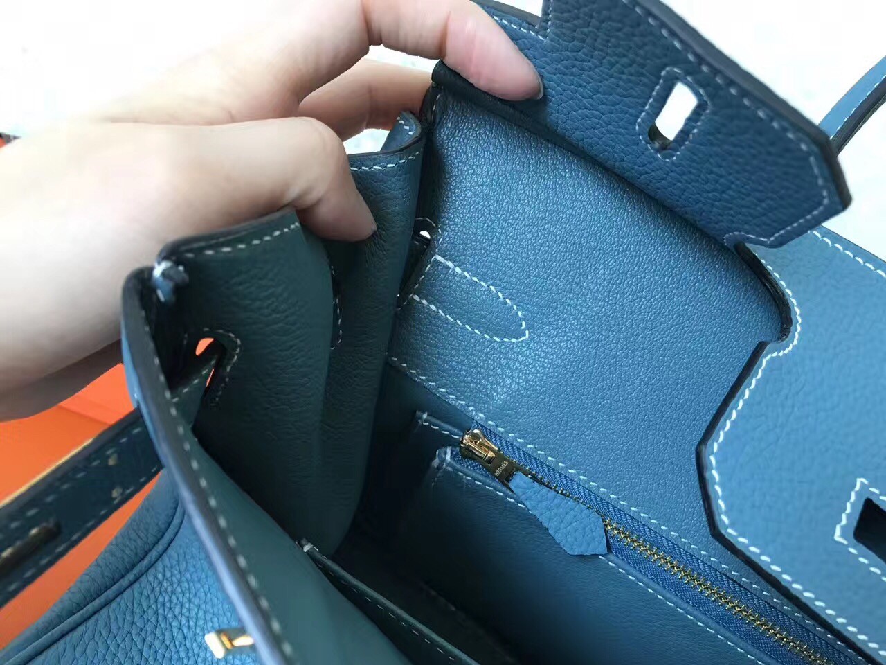 Hermes Blue Jean Birkin 30cm Clemence Handmade Bag