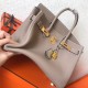 Hermes Grey Birkin 30cm Clemence Handmade Bag