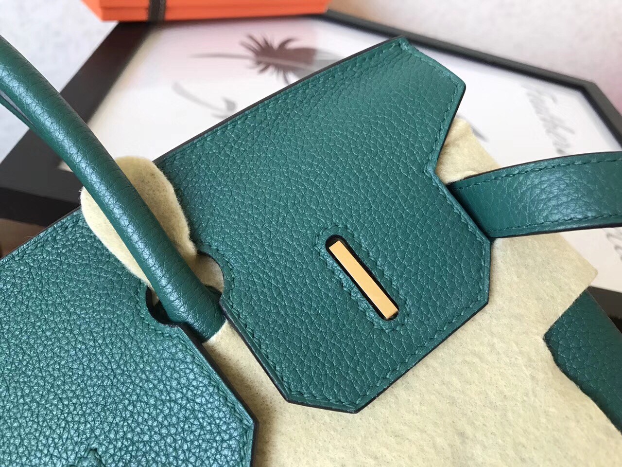 Hermes Malachite Birkin 30cm Clemence Handmade Bag