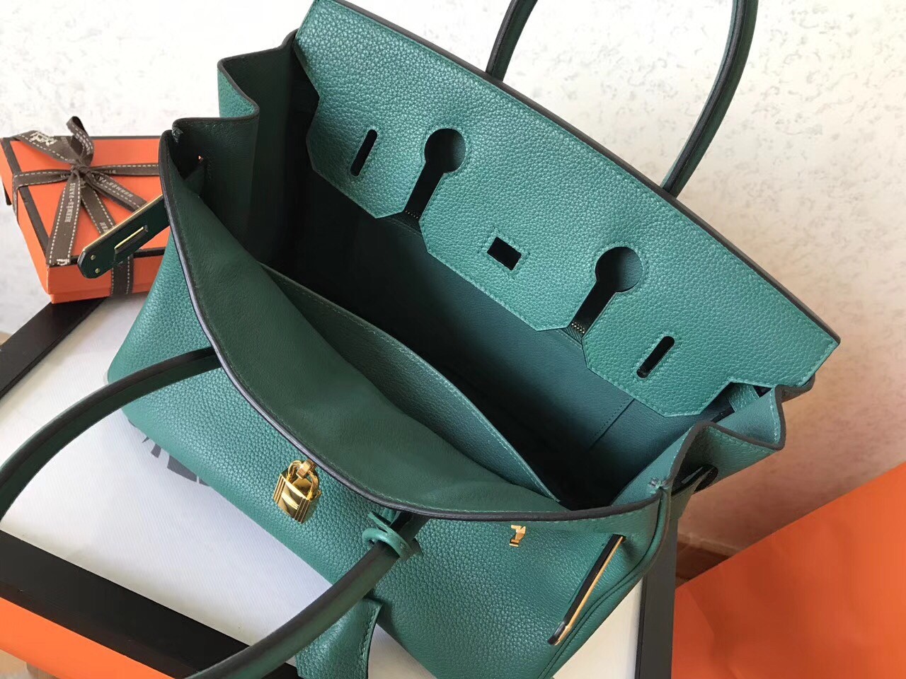 Hermes Malachite Birkin 30cm Clemence Handmade Bag