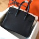 Hermes Noir Birkin 30cm Clemence Handmade Bag