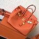 Hermes Orange Birkin 30cm Clemence Handmade Bag