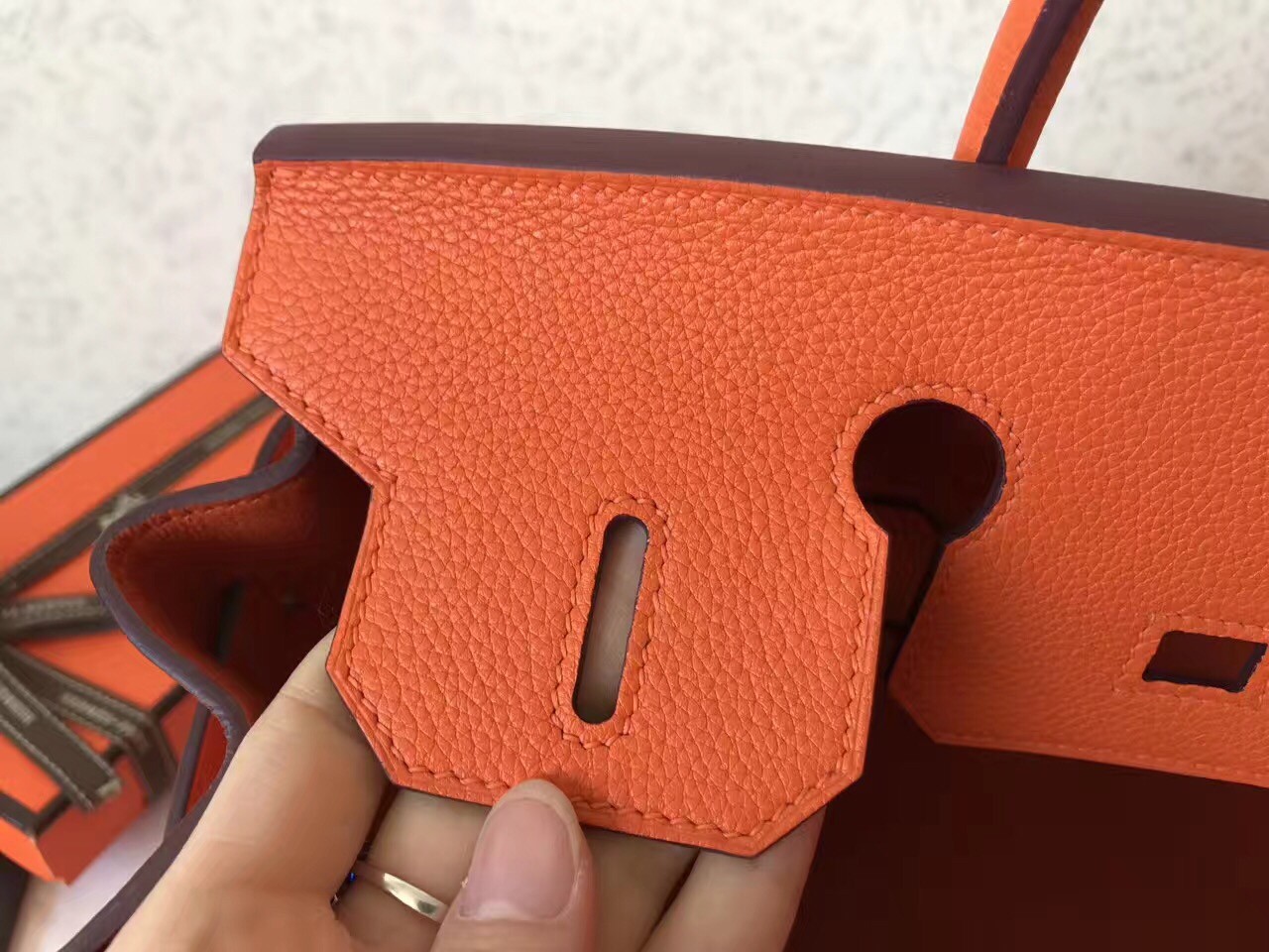 Hermes Orange Birkin 30cm Clemence Handmade Bag