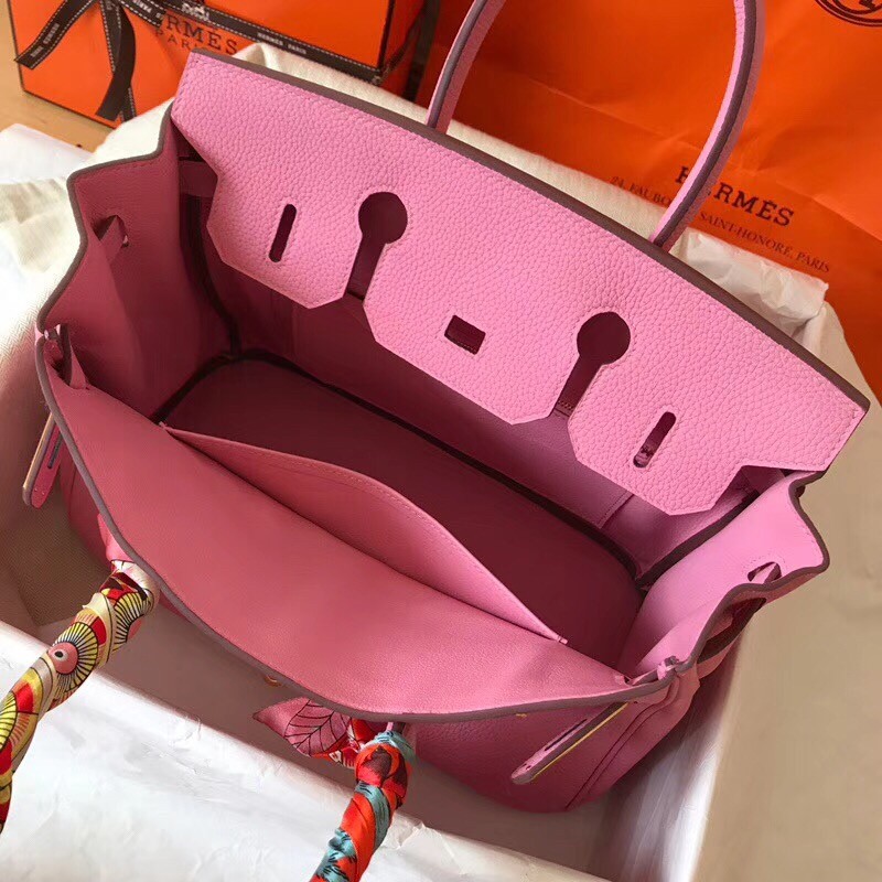 Hermes Pink Birkin 30cm Clemence Handmade Bag