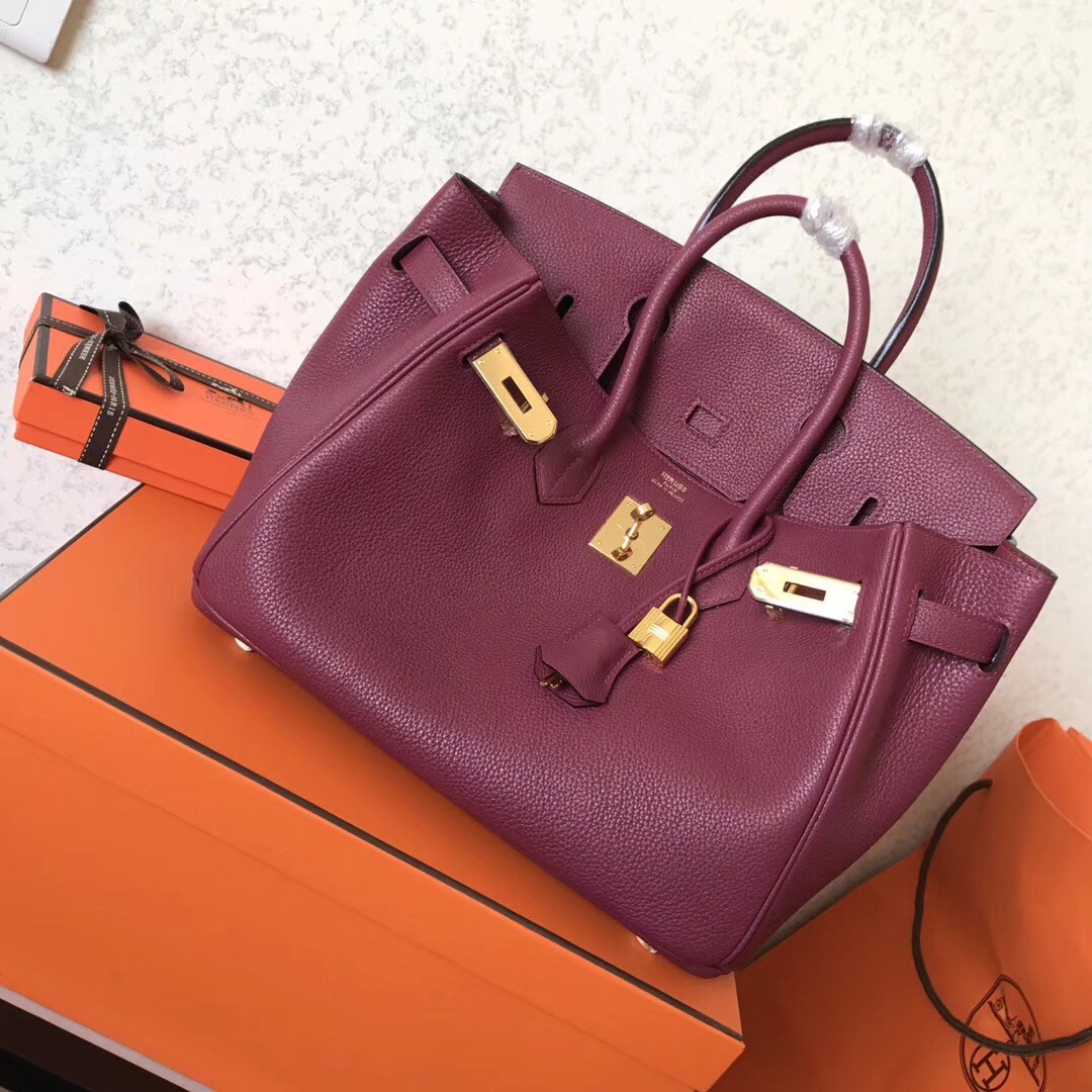 Hermes Ruby Birkin 30cm Clemence Handmade Bag