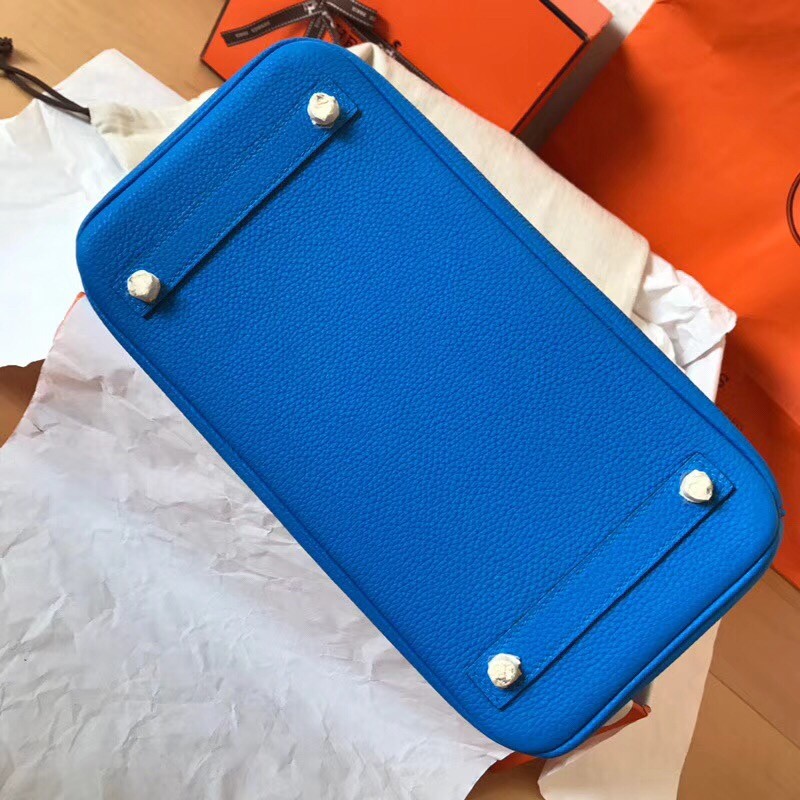 Hermes Blue Birkin 30cm Clemence Handmade Bag