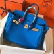 Hermes Blue Birkin 30cm Clemence Handmade Bag