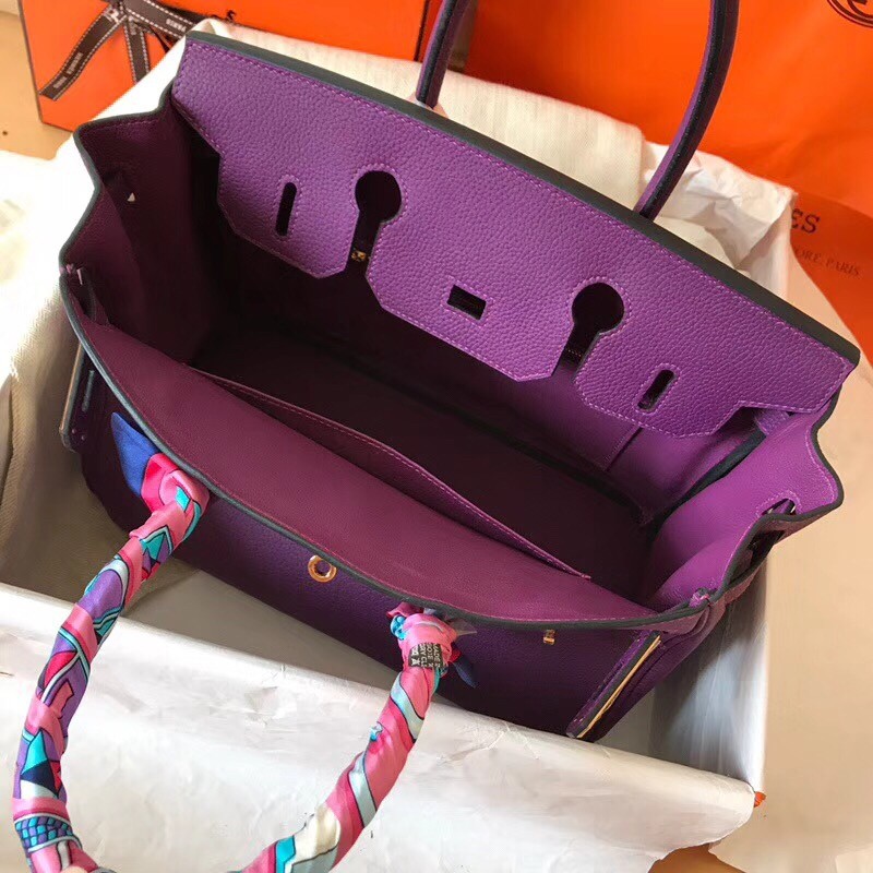 Hermes Ultraviolet Birkin 30cm Clemence Handmade Bag