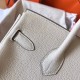 Hermes White Birkin 30cm Clemence Handmade Bag