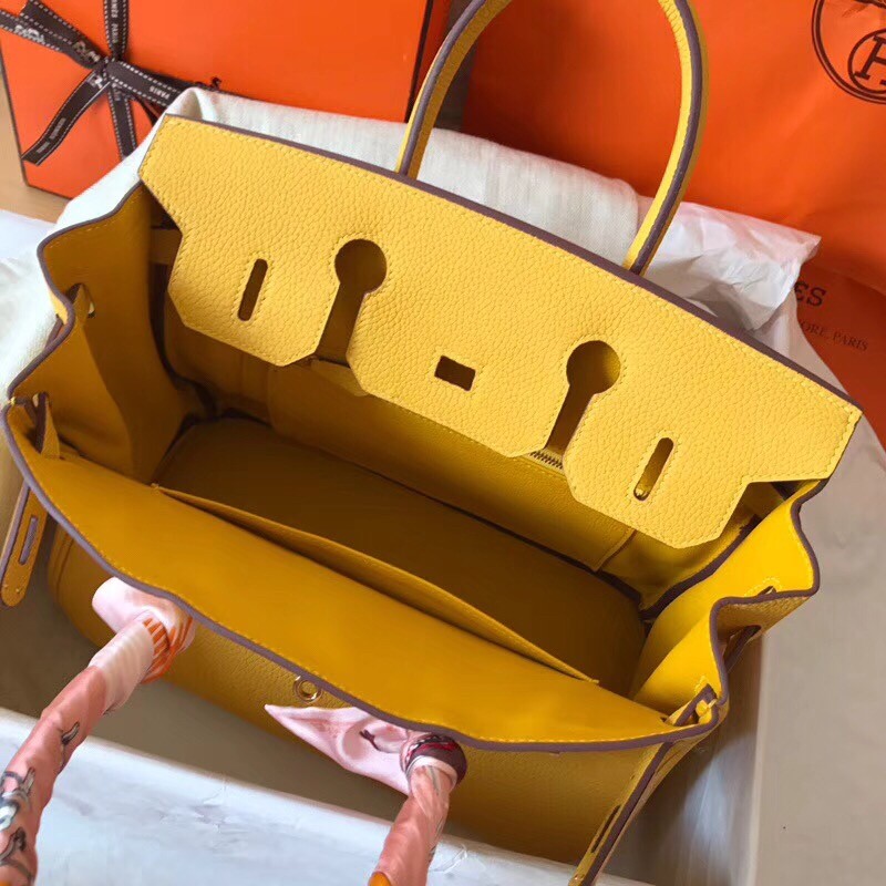 Hermes Yellow Birkin 30cm Clemence Handmade Bag