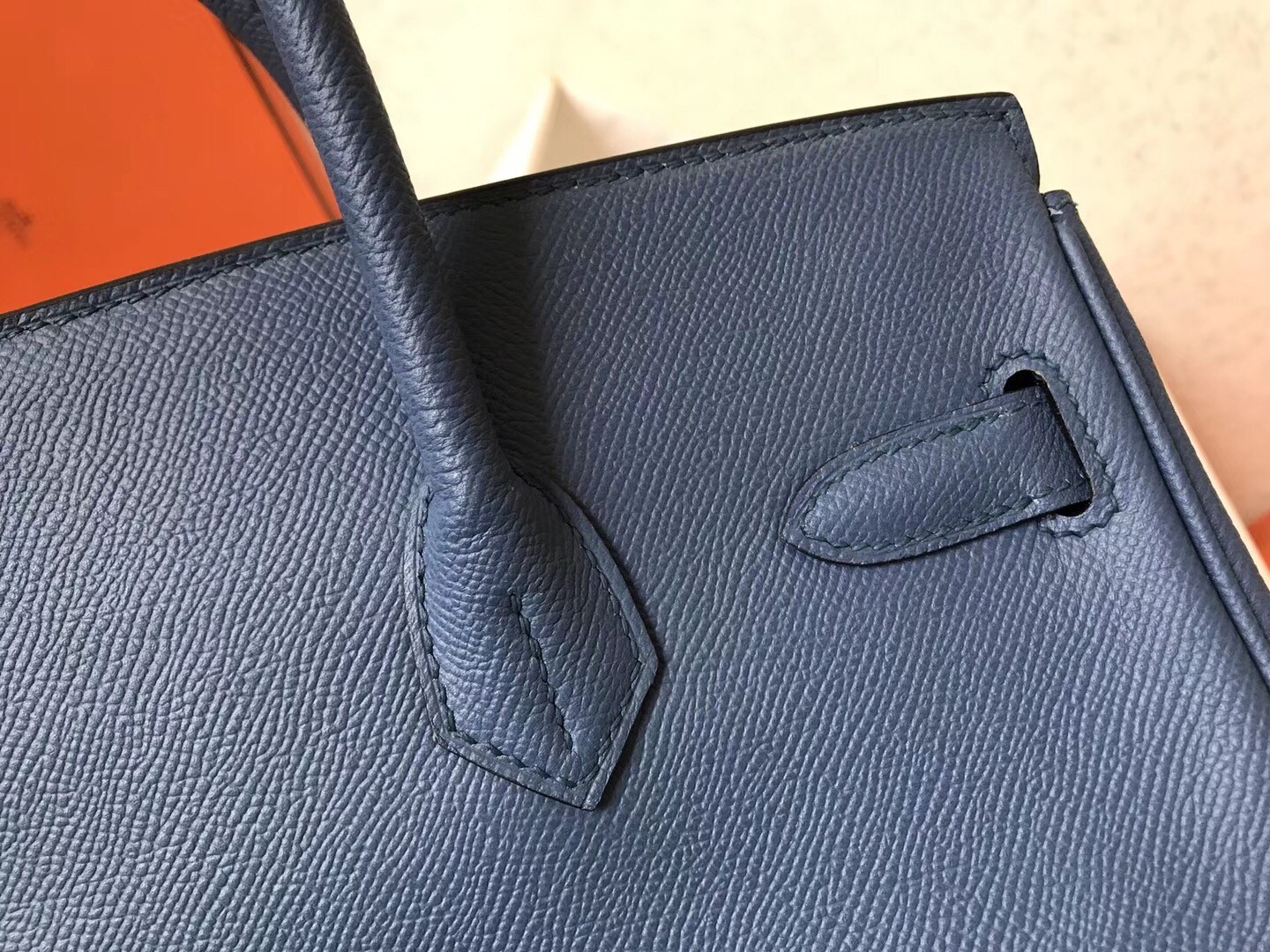 Hermes Blue Jean Birkin 30cm Epsom Handmade Bag