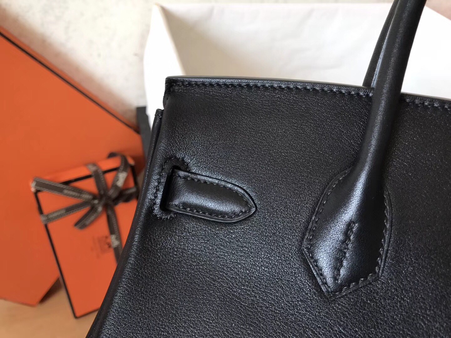 Hermes Black Birkin 30cm Swift Handmade Bag