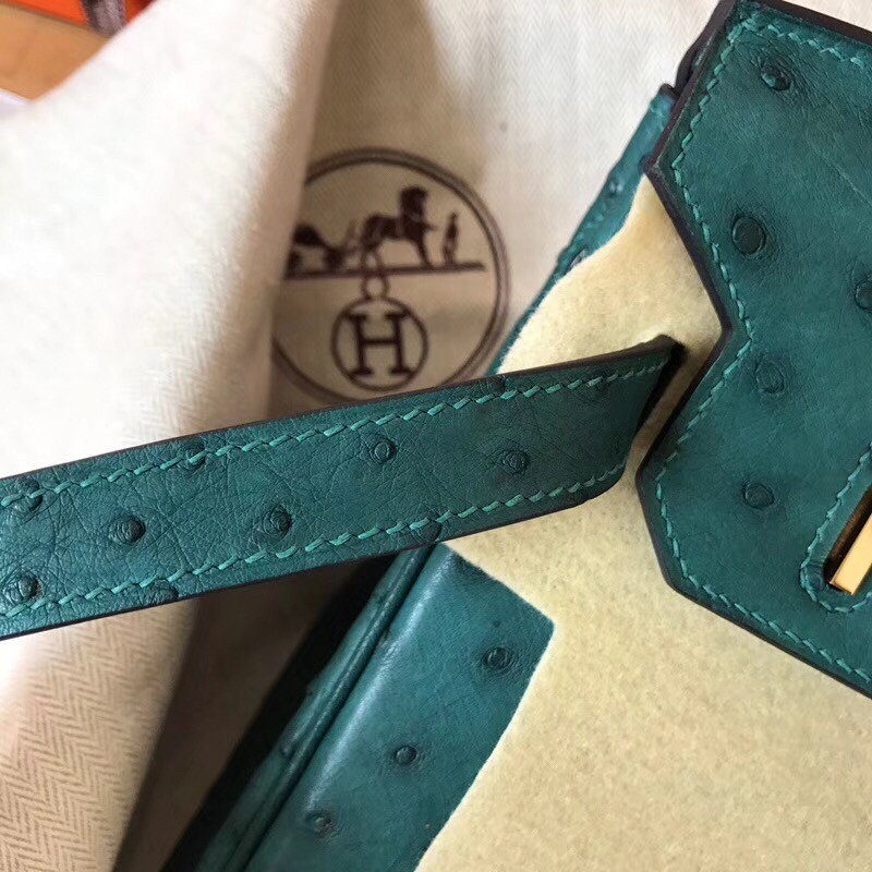 Hermes Green Birkin 30cm Ostrich Handmade Bag