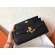 Hermes Black Epsom Kelly Cut Handmade Bag