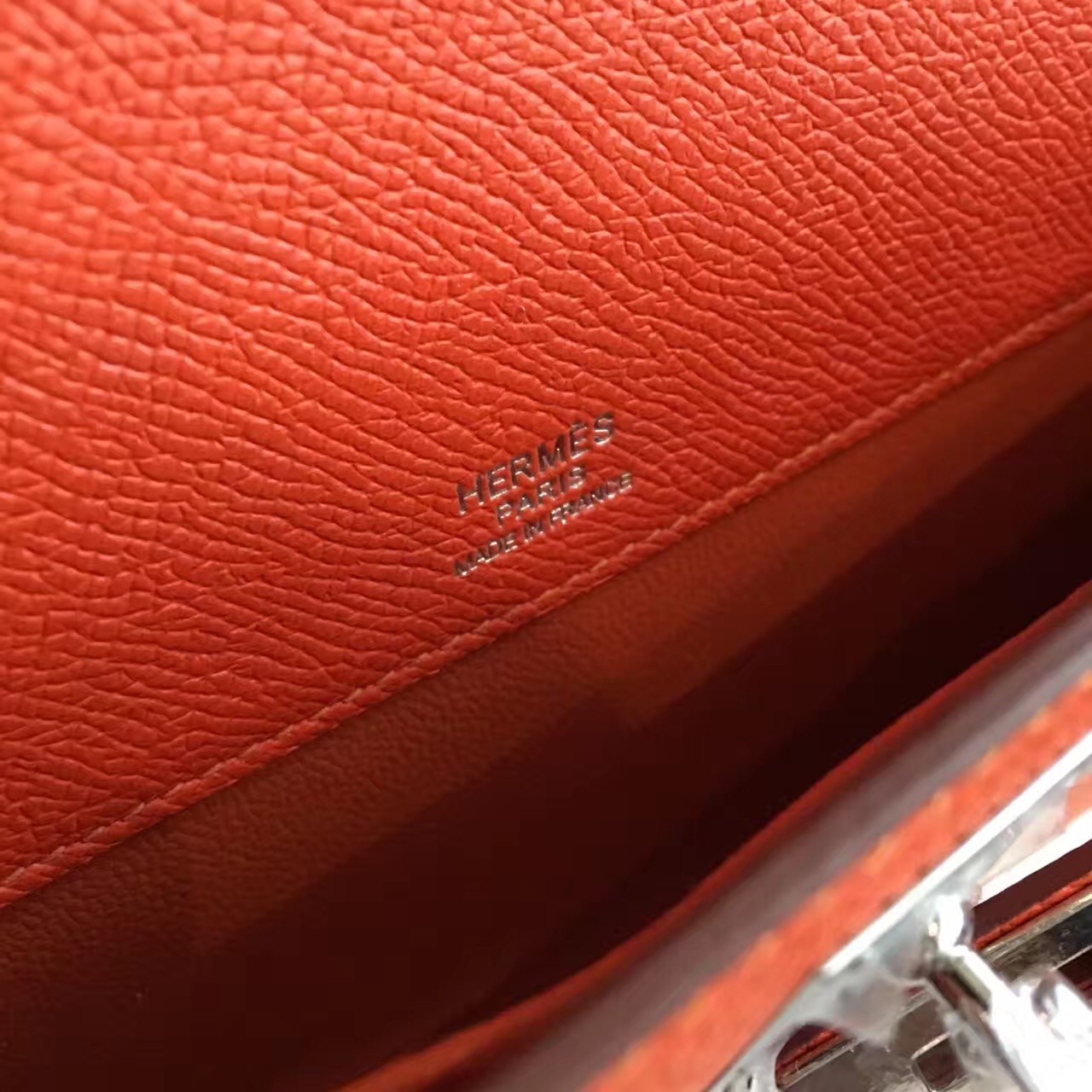 Hermes Orange Epsom Kelly Cut Handmade Bag