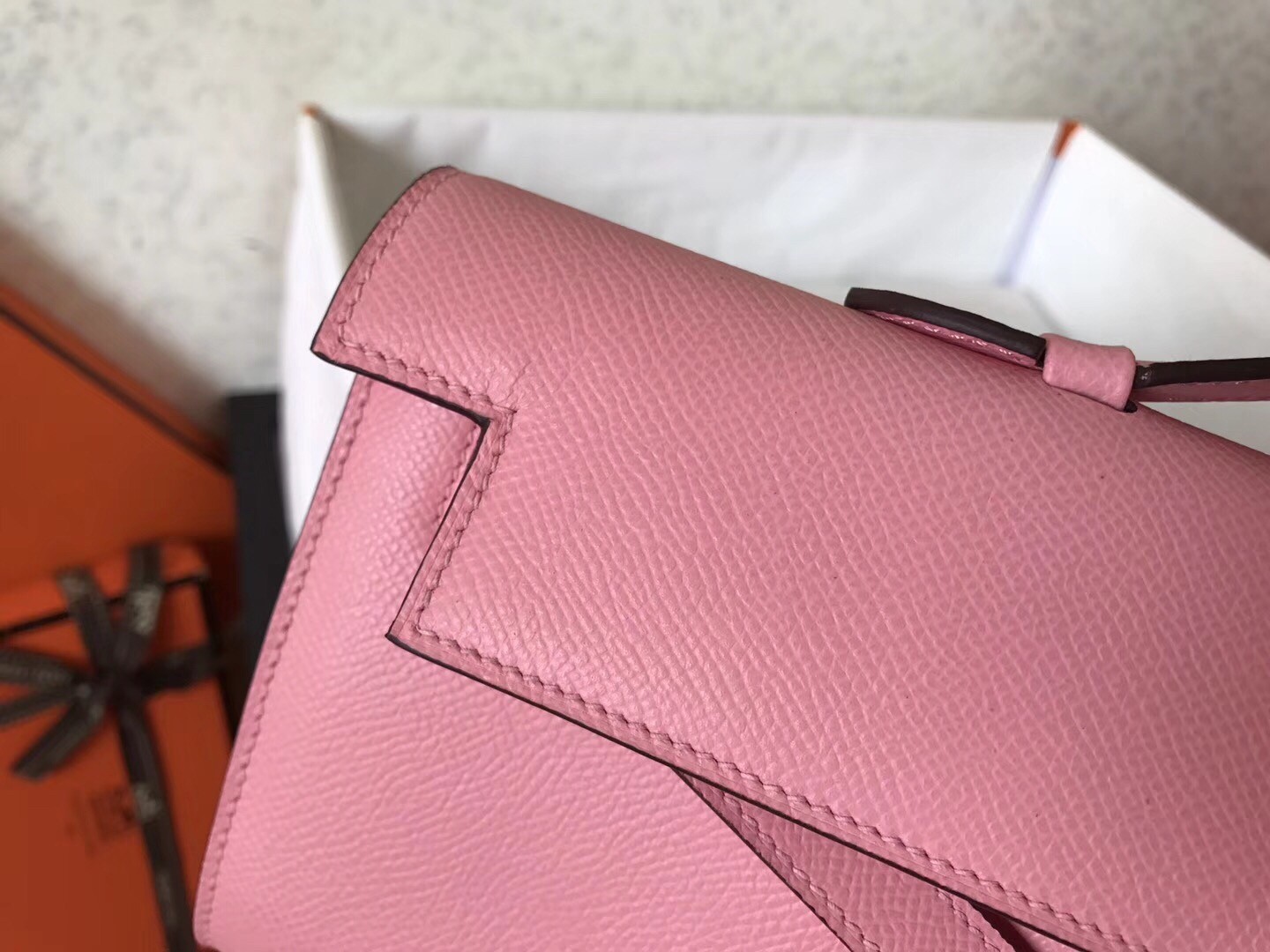 Hermes Pink Epsom Kelly Cut Handmade Bag