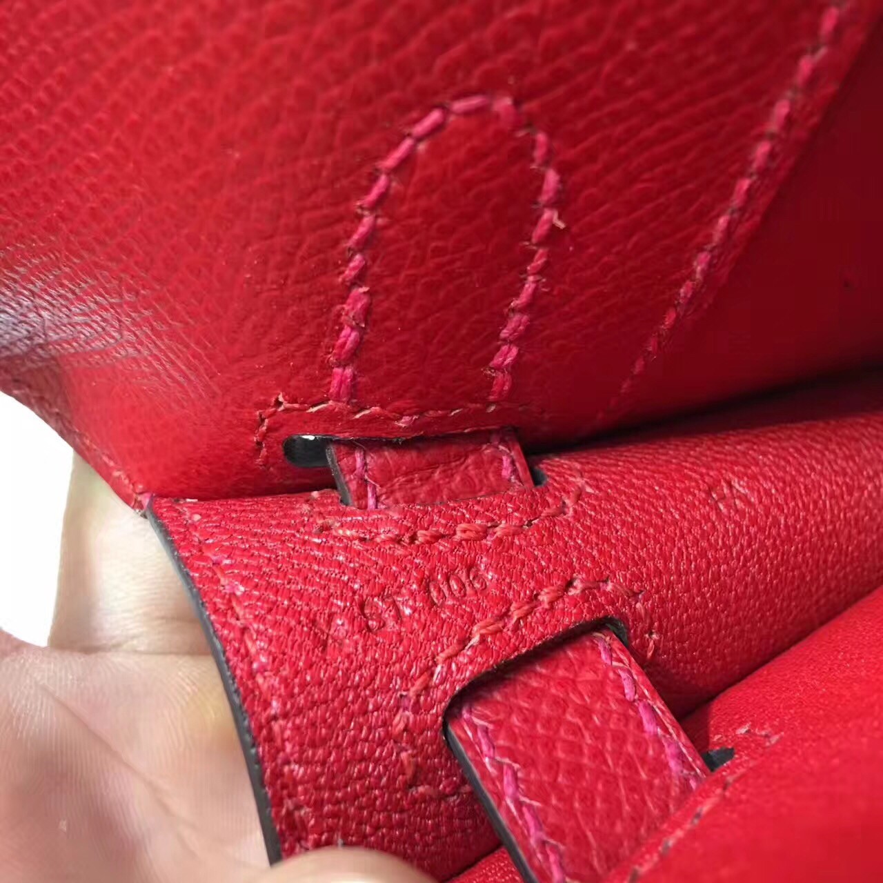 Hermes Red Epsom Kelly Cut Handmade Bag