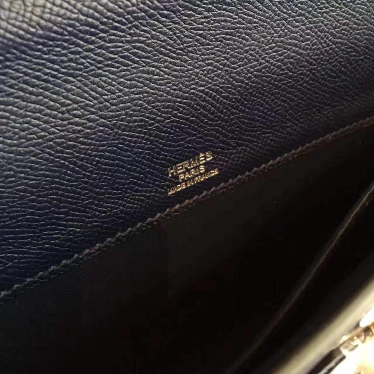 Hermes Sapphire Epsom Kelly Cut Handmade Bag