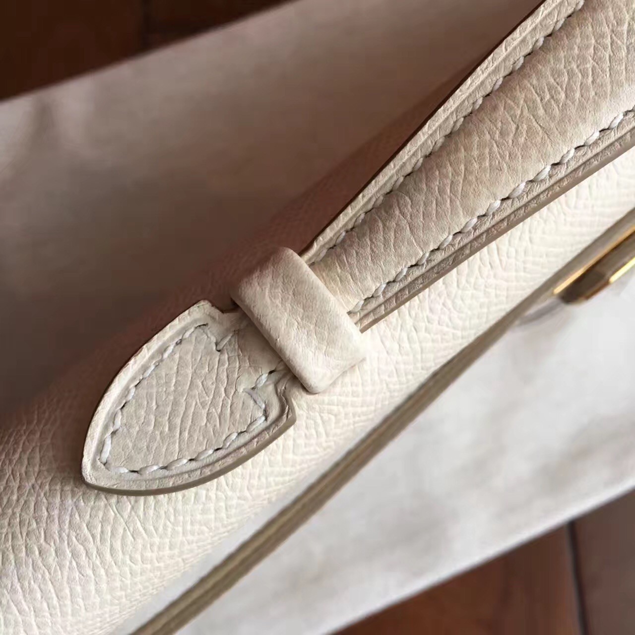 Hermes White Epsom Kelly Cut Handmade Bag