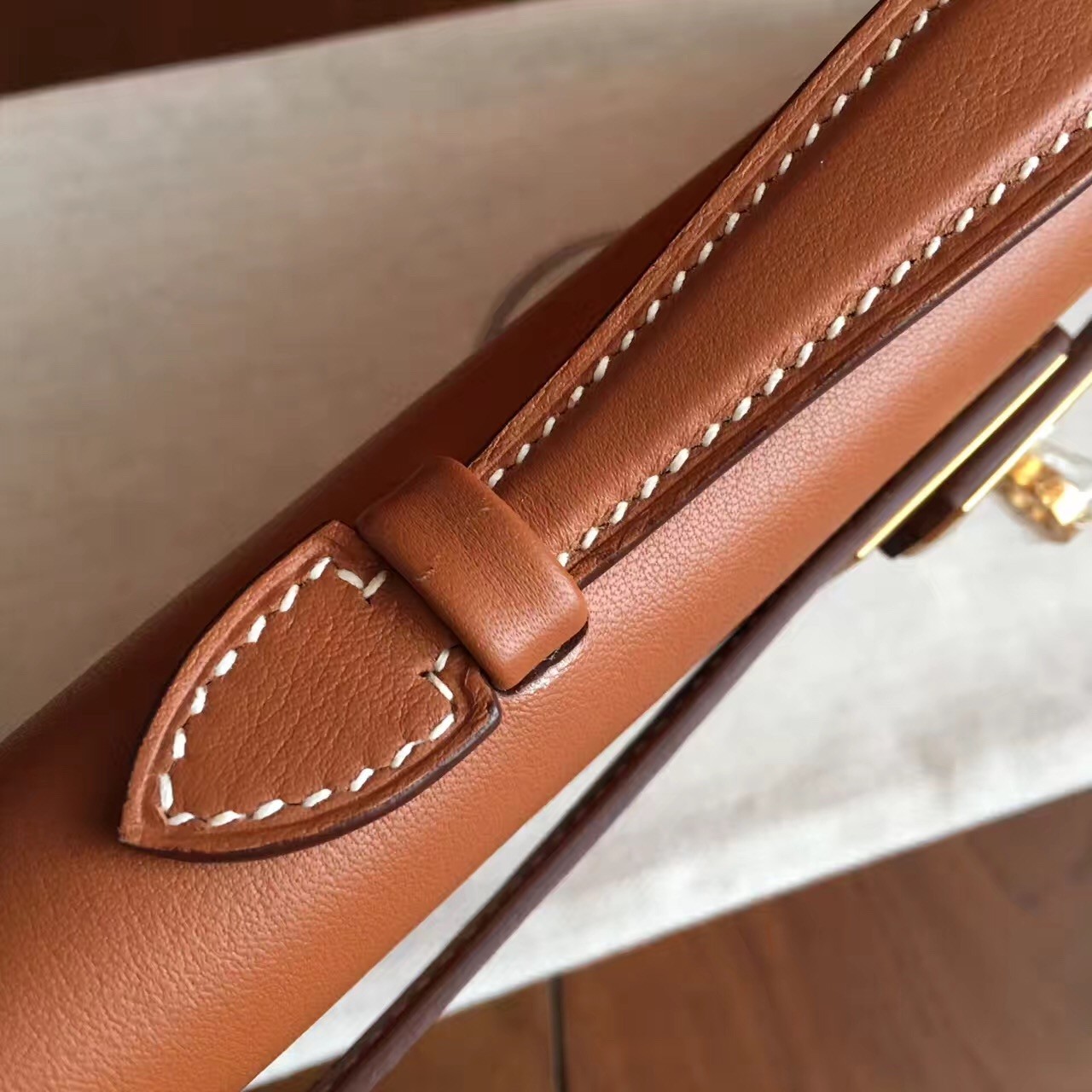 Hermes Gold Swift Kelly Cut Handmade Bag