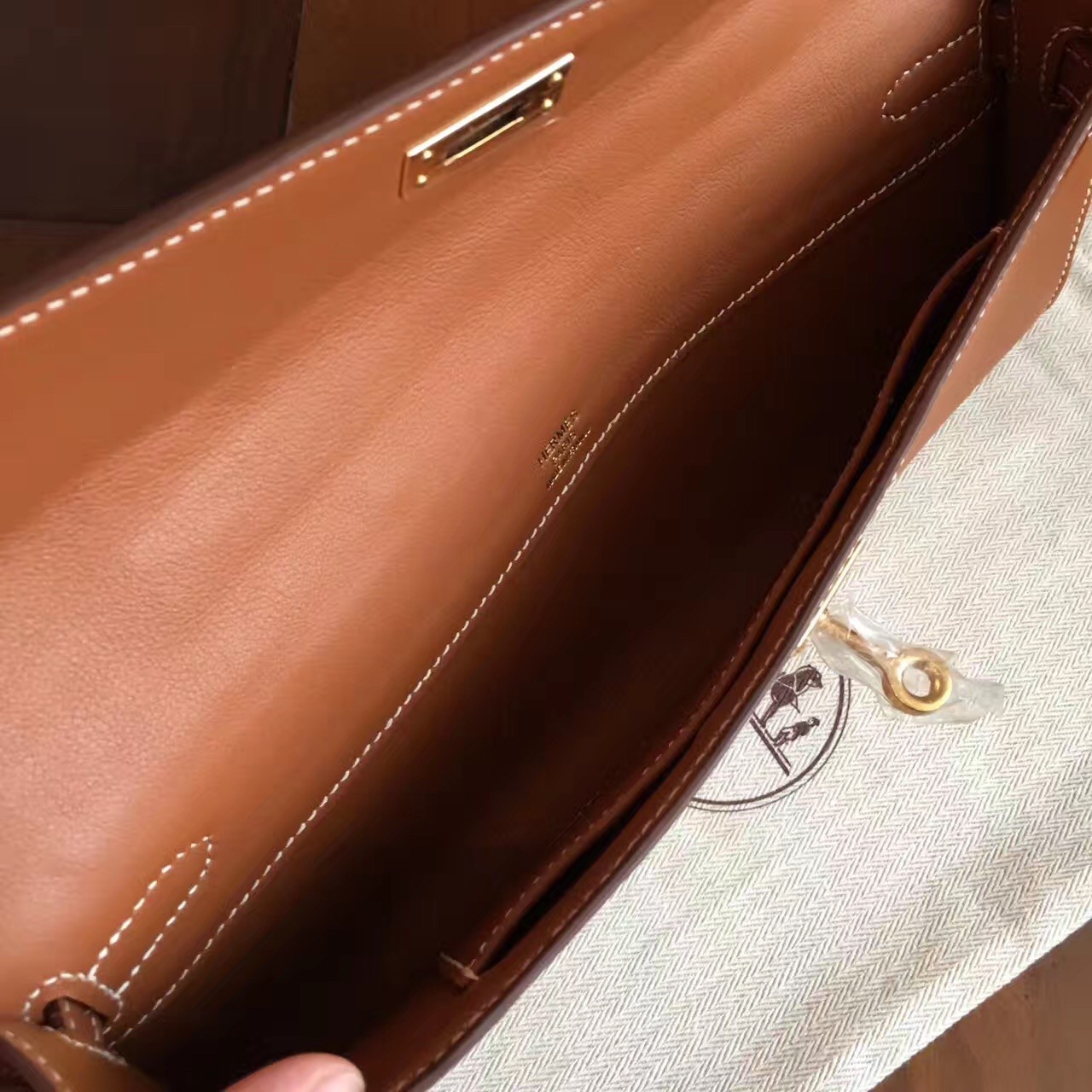 Hermes Gold Swift Kelly Cut Handmade Bag