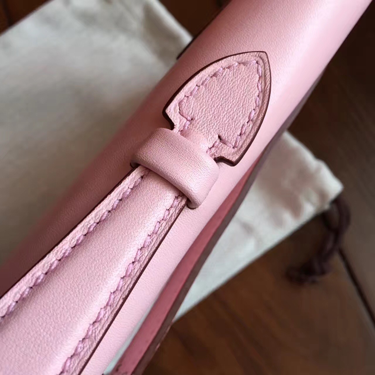 Hermes Pink Swift Kelly Cut Handmade Bag