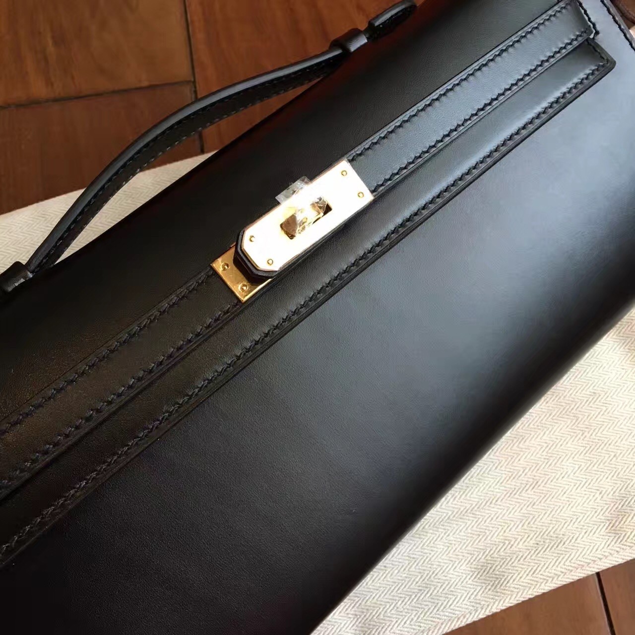 Hermes Black Box Kelly Cut Handmade Bag