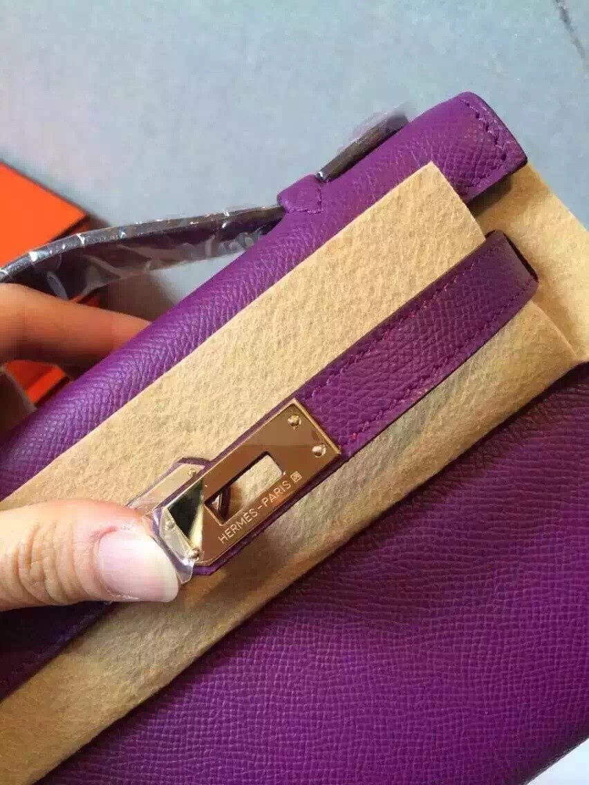 Hermes Anemone Kelly Pochette Epsom Handmade Bag