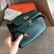 Hermes Dark Green Kelly Pochette Epsom Handmade Bag