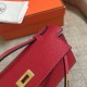 Hermes Dark Red Kelly Pochette Epsom Handmade Bag