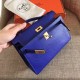 Hermes Blue Electric Kelly Pochette Epsom Handmade Bag