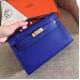 Hermes Blue Electric Kelly Pochette Epsom Handmade Bag