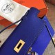 Hermes Blue Electric Kelly Pochette Epsom Handmade Bag