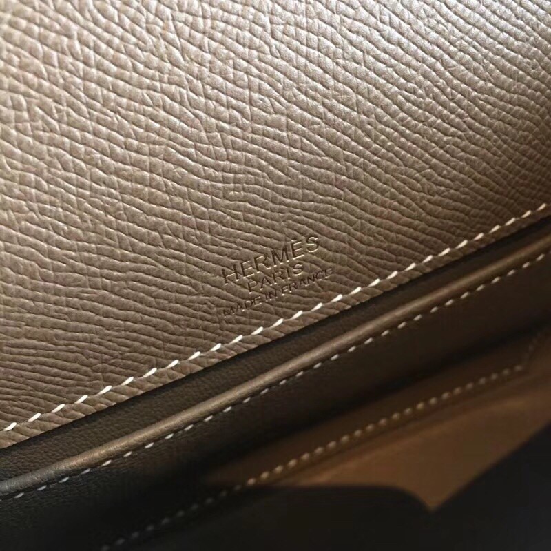 Hermes Taupe Kelly Pochette Epsom Handmade Bag