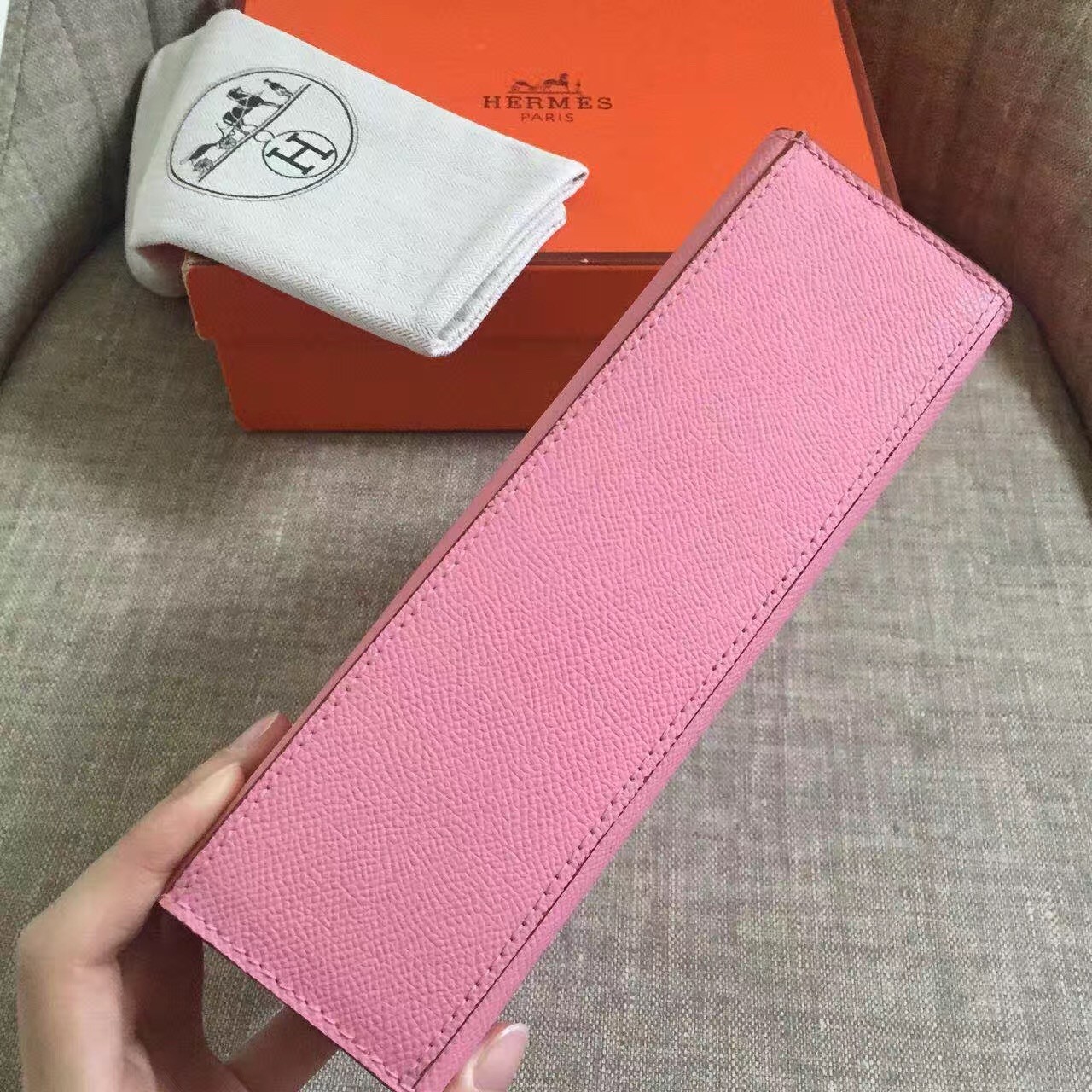 Hermes Pink Kelly Pochette Epsom Handmade Bag