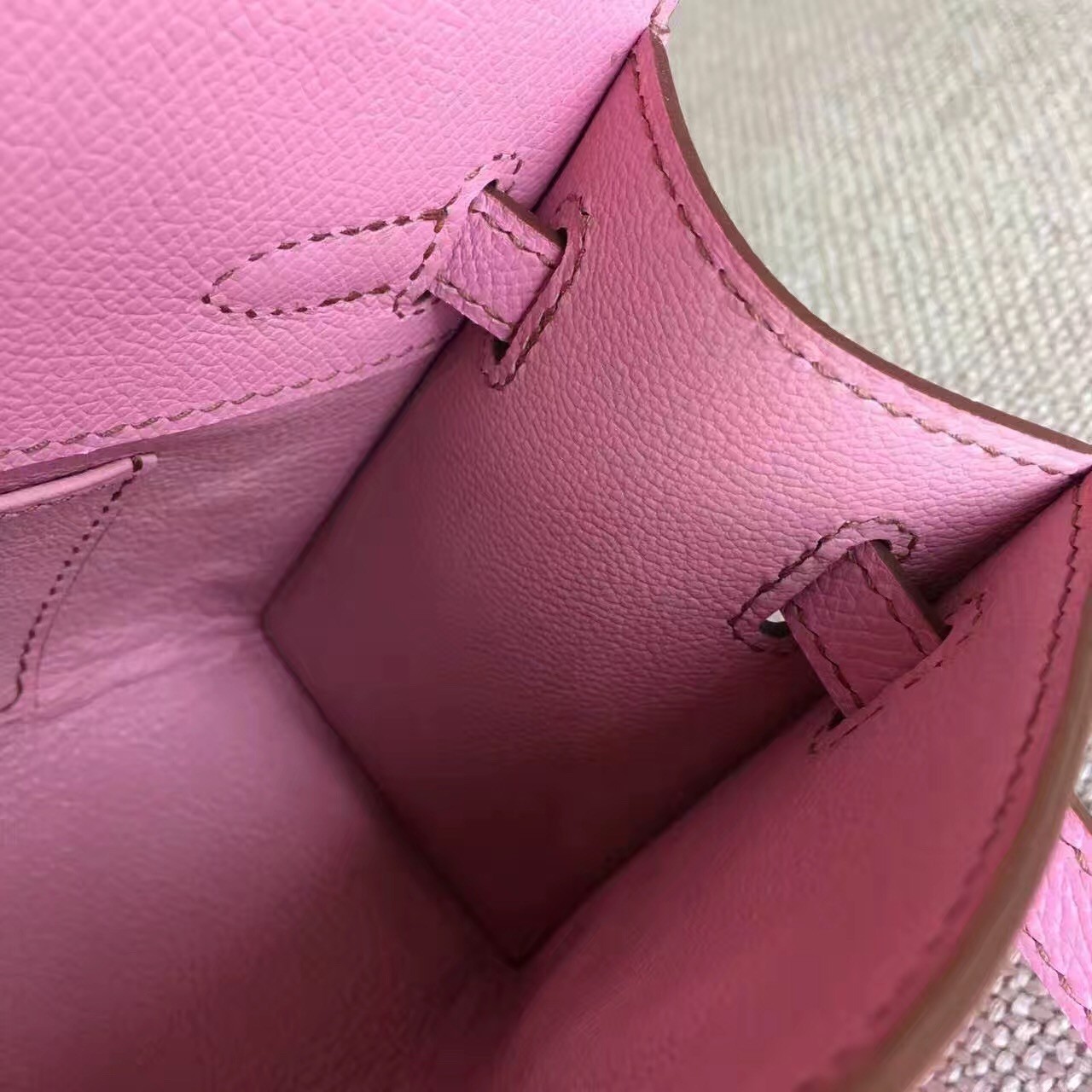 Hermes Pink Kelly Pochette Epsom Handmade Bag