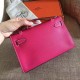 Hermes Rose Red Kelly Pochette Epsom Handmade Bag