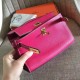 Hermes Rose Red Kelly Pochette Epsom Handmade Bag