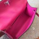 Hermes Rose Red Kelly Pochette Epsom Handmade Bag