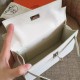 Hermes White Kelly Pochette Epsom Handmade Bag