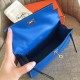 Hermes Blue Kelly Pochette Swift Handmade Bag