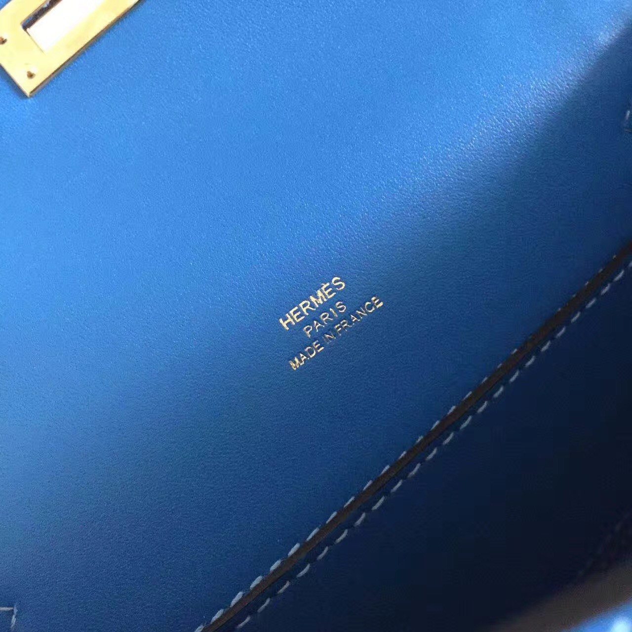 Hermes Blue Kelly Pochette Swift Handmade Bag