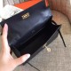 Hermes Black Kelly Pochette Swift Handmade Bag