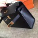 Hermes Black Kelly Pochette Swift Handmade Bag